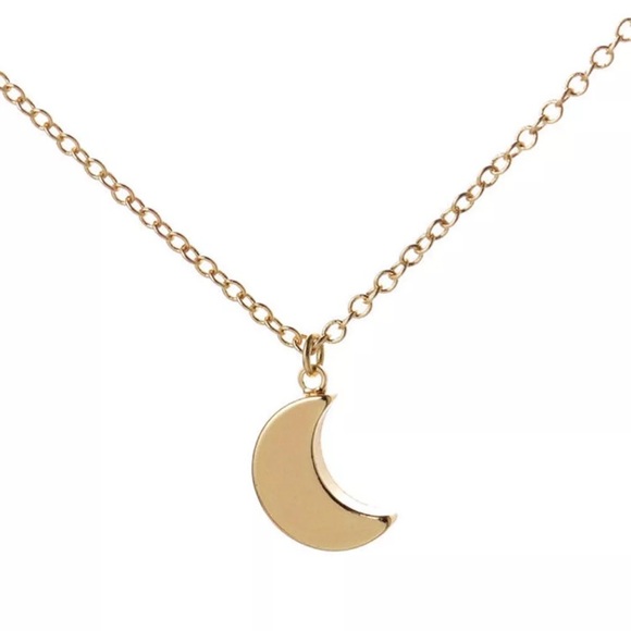 Gold Plated Crescent Moon Necklace - Picture 3 of 4